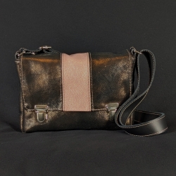 Sac Cartable cuir ébène / rose