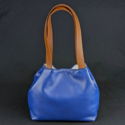 Sac Pyramide cuir bleu