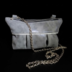Sac pochette cuir gris foncé