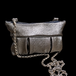 Sac pochette cuir gris...