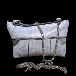 Sac pochette cuir gris clair